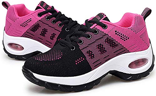 2020 Zapatos cuña Mujer Zapatillas de Deportivas Plataforma Mocasines Primavera Verano Planas Ligero Tacon Sneakers Cómodos Zapatos para Mujer, Rojo,36 EU