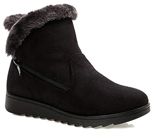 2020 Zapatos Invierno Mujer Botas de Nieve Casual Calzado Piel Forradas Calientes Planas Outdoor Boots Antideslizante Zapatillas para Mujer EU36/fabricante 235,Negro