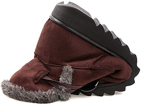 2020 Zapatos Invierno Mujer Botas de Nieve Casual Calzado Piel Forradas Calientes Planas Outdoor Boots Antideslizante Zapatillas para Mujer EU38/fabricante 245,Botines marrones