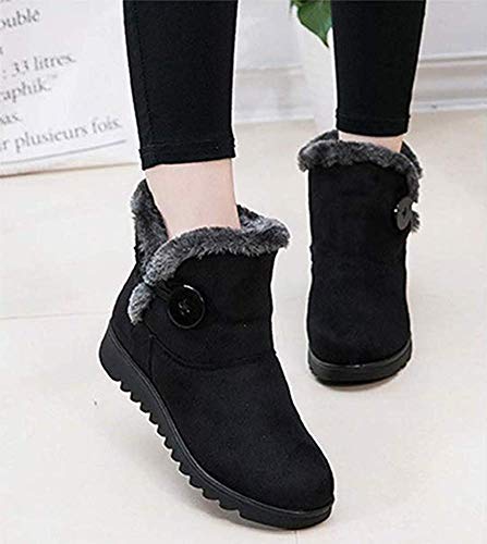 2020 Zapatos Invierno Mujer Botas de Nieve Casual Calzado Piel Forradas Calientes Planas Outdoor Boots Antideslizante Zapatillas para Mujer EU39/fabricante 250,Nieve Botas de Negro