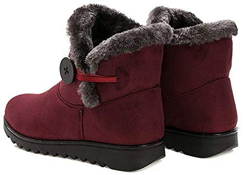 2020 Zapatos Invierno Mujer Botas de Nieve Casual Calzado Piel Forradas Calientes Planas Outdoor Boots Antideslizante Zapatillas para Mujer EU39/fabricante 250,Rojas Botas de Invierno