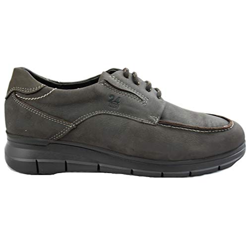 24 Horas 10730 - Zapatos de Hombre Marrones de Piel con Cordones y Especialmente Cómodas - 45, Marrón Oscuro