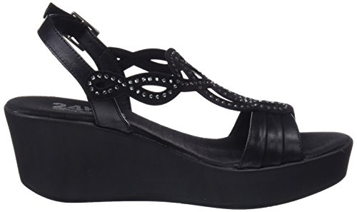 24 HORAS 23656, Sandalias con Plataforma para Mujer, Negro (Negro 7), 37 EU