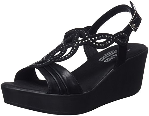 24 HORAS 23656, Sandalias con Plataforma para Mujer, Negro (Negro 7), 37 EU