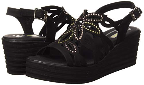24 HORAS 24110, Sandalias con Plataforma para Mujer, Negro (Negro 7), 38 EU