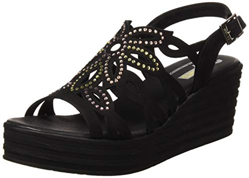 24 HORAS 24110, Sandalias con Plataforma para Mujer, Negro (Negro 7), 38 EU