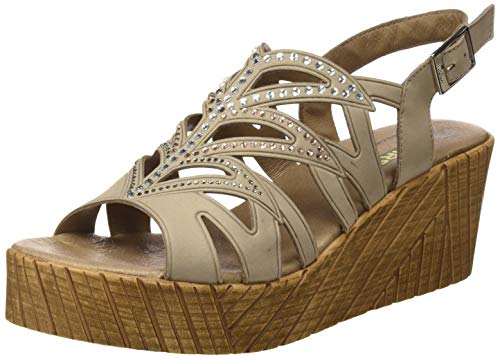24 HORAS 24121, Sandalias con Plataforma Mujer, Beige (Cana 10), 37 EU