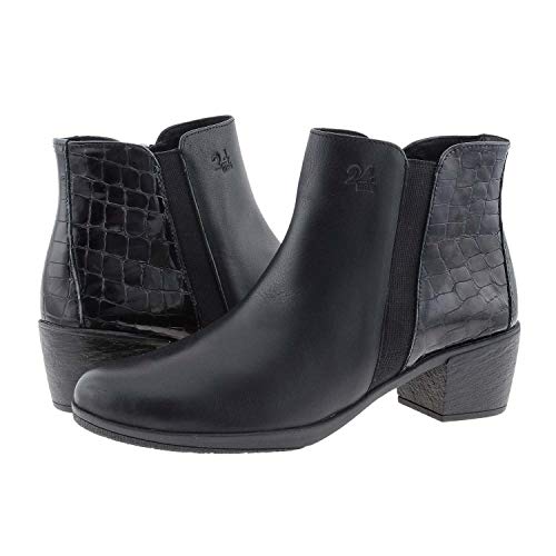 24 Horas 24678 Botines Tacón Medio en Piel Talla: 39 Color: Negro