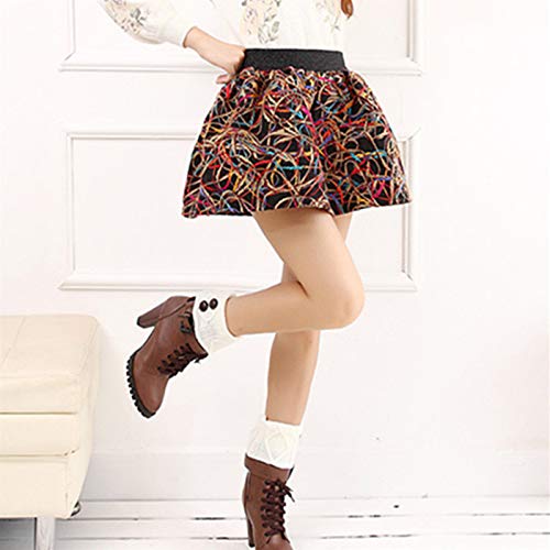 3 Pares Calentadores de Piernas de Invierno para Mujer, Calcetines con Puños de Punto para Botas de Ganchillo, Diseño de Botones Holgados, Calentadores de Tobillo Cortos - Blanco, Café, Gris