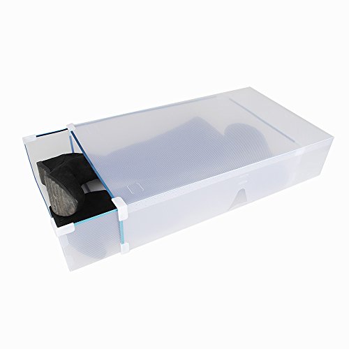 3 x Cajas para Botas Plegables de Plástico, Tipo Cajón, 52 x 30 x 11.5cm, Transparente