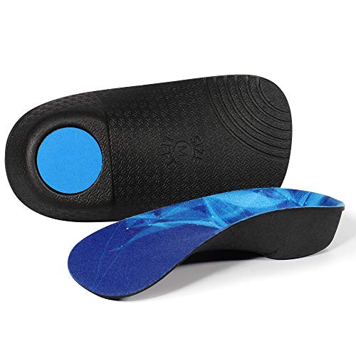 3/4 Plantillas de calzado ortopédico Soportes de arco alto Plantillas de zapatos para la fascitis plantar,Pie plano, Sobre-pronación,Alivio del dolor del talón para Hombre y Mujer (Azul, 42/44EU)
