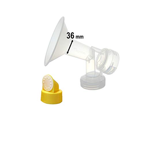 36 mm One-Piece XX-Large Breastshield w/ Valve and Membrane for Medela Breast Pumps; Replacement to Medela PersonalFit 36 mm Breastshield (Medela XXL) and Personal Fit Connector; Made by Maymom