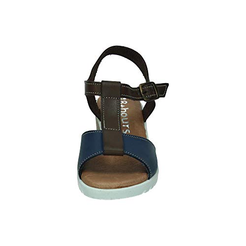 48 HORAS 911403/20 Sandalias Piel 48H Mujer Sandalias Azul-MARRÓN 39
