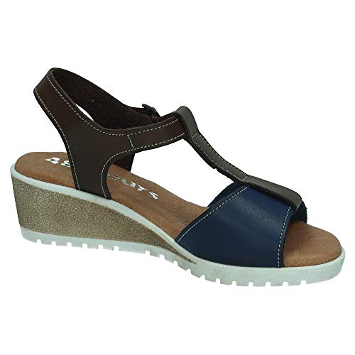 48 HORAS 911403/20 Sandalias Piel 48H Mujer Sandalias Azul-MARRÓN 39