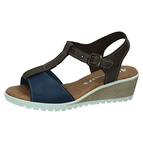 48 HORAS 911403/20 Sandalias Piel 48H Mujer Sandalias Azul-MARRÓN 39