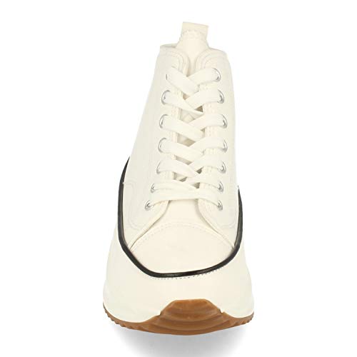 53757-Zapatilla Abotinada, Comodas, Estilo Bamba y Casual, de Polipiel, con Plataforma, Cierre de Cordones, Otono Invierno 2020. Talla 37 Blanco