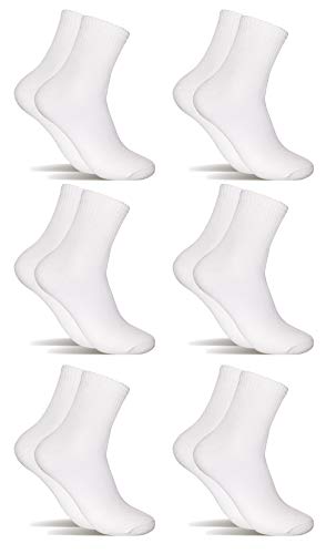 6 Pares Calcetines de tenis corte medio (Blanco, 40-45)