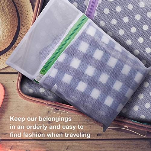7PCS Bolsa de Lavadora Malla, Bolsa de Lavandería Cremallera, Bolsas para Colada:1 Extra Grande &1 Grande& 1 Mediana & 2 Pequeñas & 2 Cilíndricas