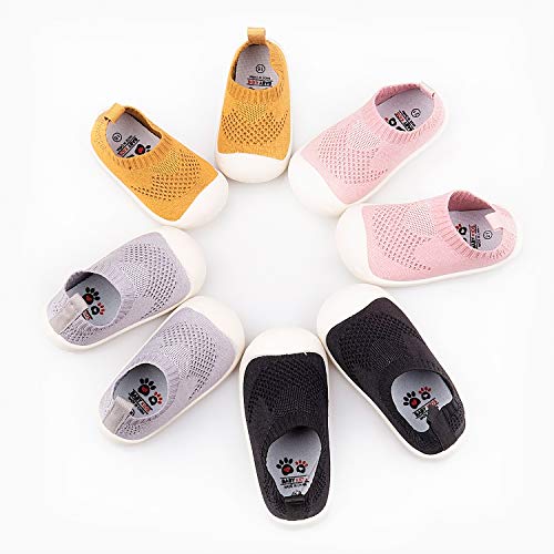Addmluck Zapatos de punto para niños, zapatos de bebé con suela suave, transpirables, ligeros, adecuados para 1-4 años, color Gris, talla 20 EU Schmal