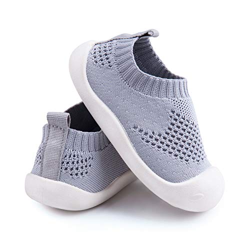 Addmluck Zapatos de punto para niños, zapatos de bebé con suela suave, transpirables, ligeros, adecuados para 1-4 años, color Gris, talla 20 EU Schmal