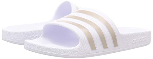 adidas Aqua Adilette, Sandalia Unisex Adulto, Footwear White/Platin Metallic/Footwear White, 47 EU