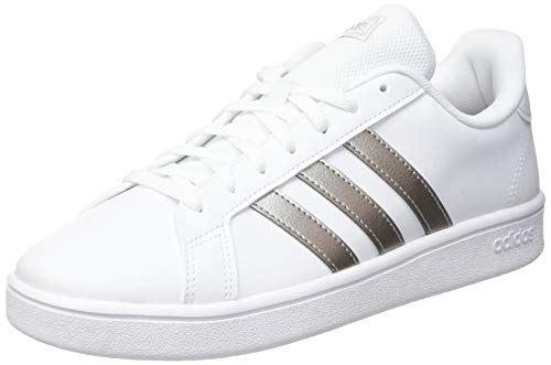 adidas Grand Court Base, Sneaker Mujer, Footwear White/Platin Metallic/Footwear White, 38 EU