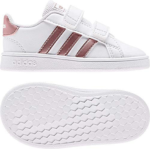 adidas Grand Court I, Zapatillas de Estar por casa Unisex niños, Multicolor Ftwwht Coppmt Glopnk 000, 20 EU