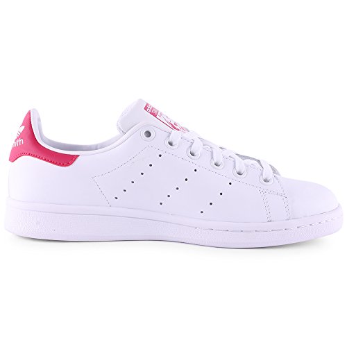 adidas Stan Smith J, Zapatillas Unisex Adulto, Blanco (Footwear White/Footwear White/Bold Pink 0), 38 EU