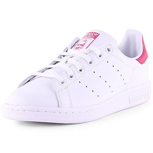adidas Stan Smith J, Zapatillas Unisex Adulto, Blanco (Footwear White/Footwear White/Bold Pink 0), 38 EU