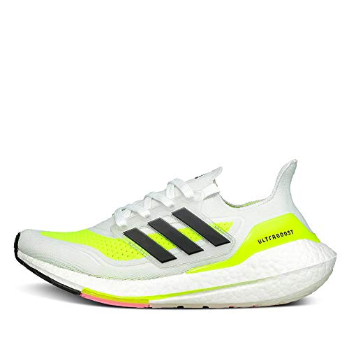 adidas Ultraboost 21 W, Zapatillas para Correr Mujer, FTWR White/Core Black/Solar Yellow, 36 EU