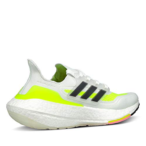adidas Ultraboost 21 W, Zapatillas para Correr Mujer, FTWR White/Core Black/Solar Yellow, 37 1/3 EU