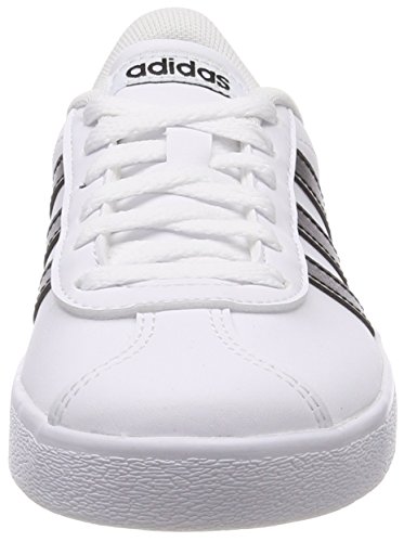 Adidas VL Court 2.0 K, Zapatillas Unisex Niños, Blanco (Footwear White/Core Black/Footwear White 0), 34 EU