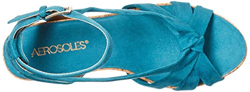 Aerosoles Sandalias de cuña de felpa para mujer, verde (verde azulado (Teal Fabric)), 35.5 EU