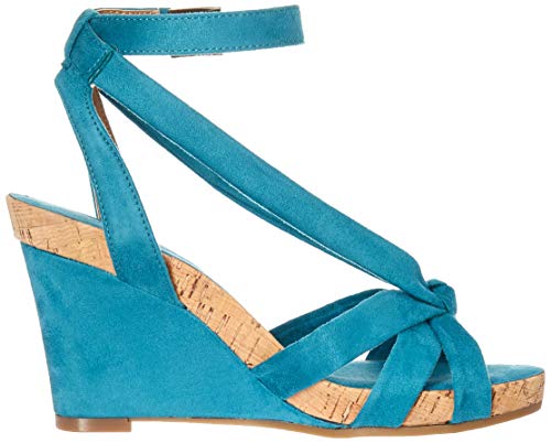Aerosoles Sandalias de cuña de felpa para mujer, verde (verde azulado (Teal Fabric)), 35.5 EU