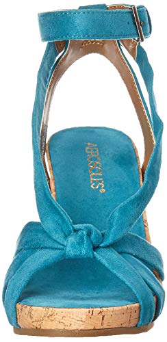 Aerosoles Sandalias de cuña de felpa para mujer, verde (verde azulado (Teal Fabric)), 35.5 EU