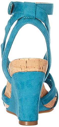 Aerosoles Sandalias de cuña de felpa para mujer, verde (verde azulado (Teal Fabric)), 35.5 EU