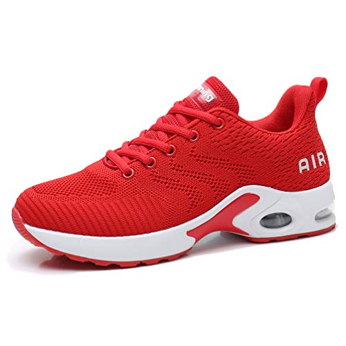 AFFINEST Zapatos para Correr para Mujer Air Zapatillas de Running Ligero y Transpirable Sneakers y Asfalto Aire Libre y Deportes Calzado Rojo 38