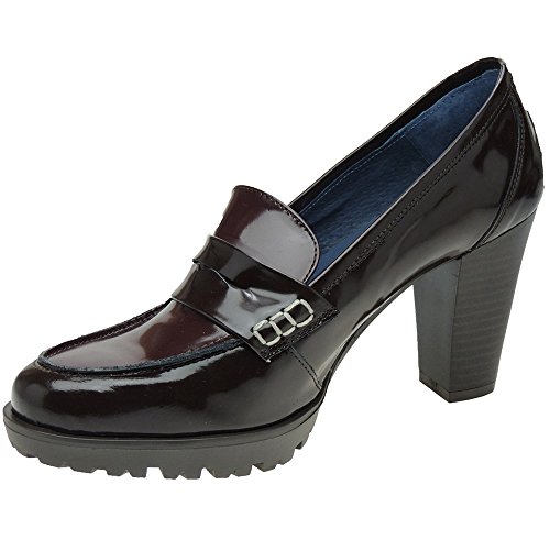 AGA SHU 6157 Zapato Tipo Castellanos Tacón 9 Cm y Plataforma para Mujer MARRÓN Talla 40
