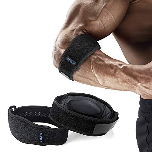 AGPTEK 2 x Cinta de Codo Tenista, Coderas de Golfista Ajustable y Antideslizante con Almohadilla EVA para Tenis, Golf, Levantamiento de Pesas, Cricket, Canotaje, Unisex, Gris