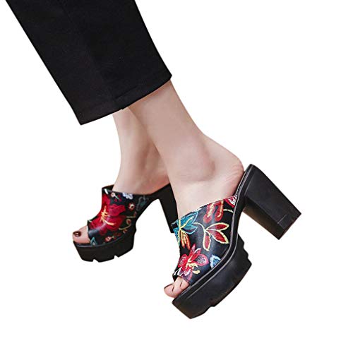 AIni Sandalias De Vestir Planas Mujer Verano 2019 Planas Zapatillas De CuñA Sandalias Bohemia Estampadas CóModos Zapatos De TacóN Alto De Antideslizantes Negro BlancoDia De Miembro Oferta 35-39