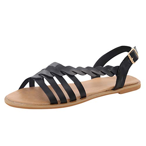 AIni Sandalias para Mujer con Plataforma De Cuero Sandalias Retro Romanas Sandalias Planas Mujer Verano Elegante Estilo Bohemia Sandalias Cruzadas Zapatillas De Vestir Zapatos De Fiesta Playa,35-43