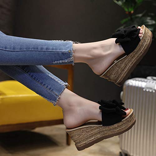 AIni Zapatillas De Verano Mujer Sandalias Casuales Zapatillas De Playa Tacones Altos Zapatos De CuñA TacóN De 8cm Zapatillas De Bowknot Zapatillas De Moda Casual Playa Zapatos De Planas Bohemia 35-40