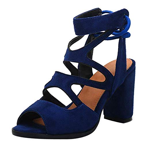 AIni Zapatos De Vestir De Verano Mujer Sandalias De Fiesta Y Boda Calado Tacones Altos TacóN 8cm Zapatos De Boca De Pescado Sandalias De Moda Casual Sandalias Romanas TamañO Grande Negro Azul 35-43