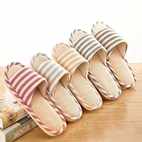 AioTio Cómodo Ocasional del Deslizador del Lino del Algodón De Las Mujeres Y De Los Hombres Uso en Interiores(37/38 EU,Negro)