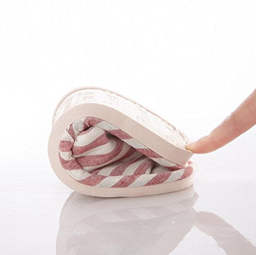 AioTio Cómodo Ocasional del Deslizador del Lino del Algodón De Las Mujeres Y De Los Hombres Uso en Interiores(37/38 EU,Negro)