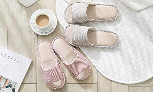 AioTio Mujeres y Hombres Zapatillas de Punta de Lino de algodón con luz Suave Abierta Zapatillas de casa cómodas y Transpirables Antideslizantes para Interiores y Exteriores(40/41 EU,Rojo)