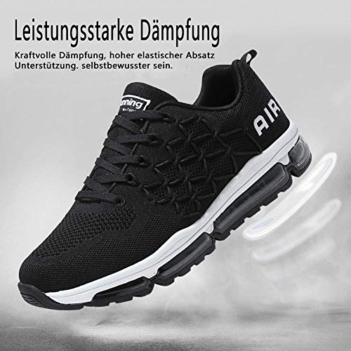 Air Zapatillas de Running para Hombre Mujer Zapatos para Correr y Asfalto Aire Libre y Deportes Calzado 1643 Unisexo Black 40