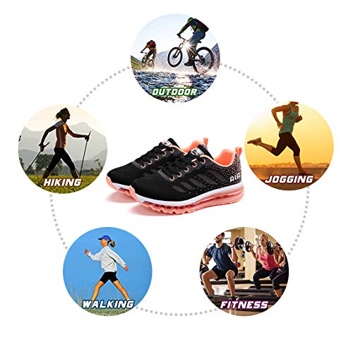 Air Zapatillas de Running para Hombre Mujer Zapatos para Correr y Asfalto Aire Libre y Deportes Calzado Unisexo Black Orange 39