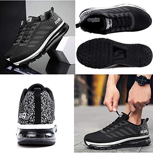 Air Zapatillas de Running para Hombre Mujer Zapatos para Correr y Asfalto Aire Libre y Deportes Calzado Unisexo Black White 40
