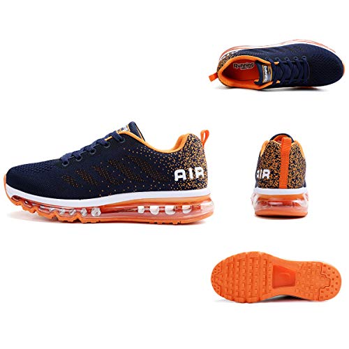 Air Zapatillas de Running para Hombre Mujer Zapatos para Correr y Asfalto Aire Libre y Deportes Calzado Unisexo Blue Orange 38